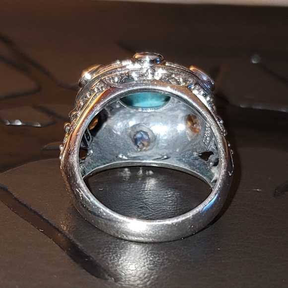 Beautiful Genuine Turquoise, Multicolored Sapphires & .925 Sterling Silv… - Picture 6 of 11